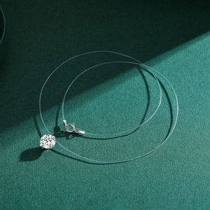 Collar con colgante de lujo transparente de plata de ley S925, estilo elegante personalizado, piedras de circón, diseño minimalista para mujer - Product Image 3
