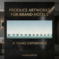 Peinture à l'huile texturée 3D moderne de paysage zen pour la décoration murale des halls d'hôtels de luxe, design artistique contemporain pour projets hôteliers biophiliens