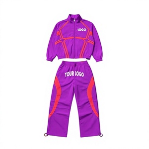 Unisex Sporty Tracksuit Set Teal <b>Purple</b> Geometric Print Full Zip Jacket Side Pockets Quick Dry Breathable 2 in 1 Winter Wear - Product Image 2