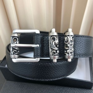 Cintura da Uomo in Vera Pelle di Alta Qualità con Fibbia a Doppio Rullo Y2K, Cintura in Vera Pelle Bovina con Toppe Colorate Nere per Donna - Product Image 3