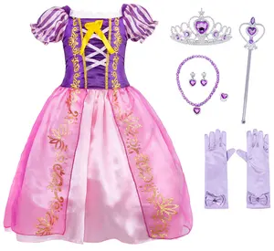 Gran oferta de vestidos de princesa azul de Elsa de hielo para niños, vestidos de princesa de Halloween de lujo, Cosplay de fiesta para niños, conjuntos de disfraces adecuados para niñas