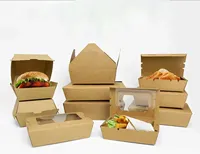 Boîte d'emballage alimentaire rigide en papier kraft recyclé imprimé sur mesure avec laminage mat pour les collations et les déjeuners