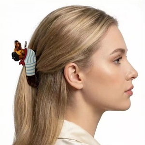 Barrettes à cheveux Yuxi personnalisées en acétate de cellulose, écologiques, minimalistes, 10 cm, motif mignon de <span class=keywords><strong>teckel</strong></span>, pour femmes, usage quotidien - Product Image 3