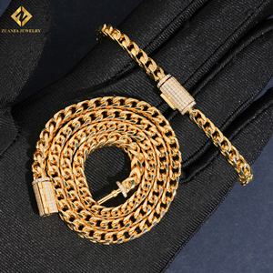 Wholesale Price Pass Tester 4MM Moissanite Lock Chain Silver 925 Gold <b>Men</b> Hip Hop Iced Out 925 Silver Franco Chain &Bracelet - Product Image 1