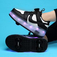 Patins à roulettes transformables pour garçons, chaussures de sport d'hiver d'extérieur avec 2 roues rétractables et design rotatif