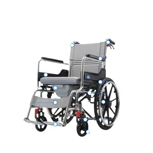 Wheelchair-mounted <b>Commode</b> <b>Portable</b> Toilet Folding Lightweight Aluminum Alloy Manual Mobility Aid for Elderly Disabled - Product Image 1