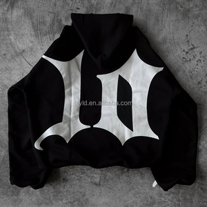 Dark <strong>Grunge</strong> Aesthetic Custom Graphic Black Oversized Sweatshirt Distressed Horror Print Streetwear <strong>Hoodie</strong> for Men - Product Image 2