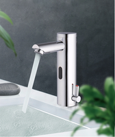 Robinet de salle de bain moderne tout-en-un à montage sur plan, en laiton, avec électrovanne intégrée et capteur automatique sans contact
