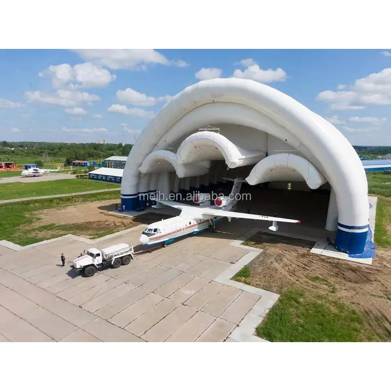 Yüksek kaliteli açık büyük mobil şişme uçak hangarı havacılık hangar hava desteklenen yapı kubbe bina uçak için