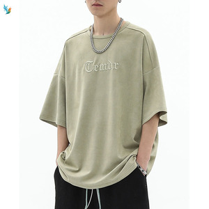 男性用100% コットンヘビー級Tシャツボクサーグラフィック特大ルースオーバーサイズ3D刺繍