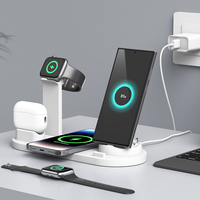 Chargeur sans fil 4-en-1, station de charge sans fil pour téléphone, montre, écouteurs |   Charge rapide 15W max |   Organisateur de bureau compact