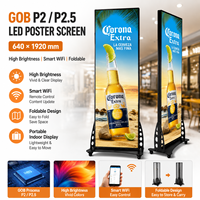 Écran d'affichage LED haute luminosité Gob Process P2/P2.5 640*1920mm, écran pliable intelligent Wifi, affichage portable pour activités intérieures