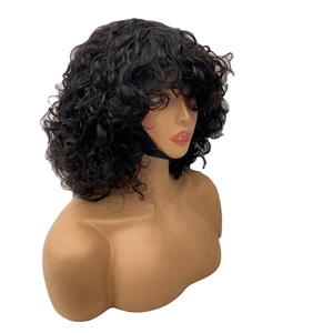 Jerry Curly Raw <span class=keywords><strong>Vietnam</strong></span> Hai 100% Pelucas de cabello humano atadas a mano 10 pulgadas Longitud corta Color transparente - Product Image 1