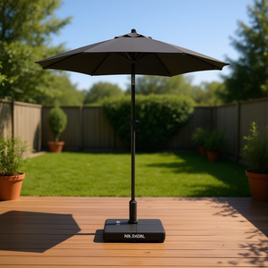 Sombrilla de Patio 78.7x83.1 de Aluminio con Manivela Manual y Base para Uso en Exteriores - Product Image 2