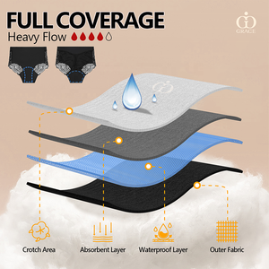 4 طبقات فترة سراويل منتصف الخصر سلس البول مانعة للتسرب مثير الأم الفسيولوجية النساء الملابس الداخلية الحيض سراويل الدانتيل فترة - Product Image 4
