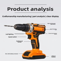 Perceuse électrique sans fil 21V à batterie lithium, moteur à balais, deux vitesses, tournevis multifonctionnel, outils sans fil pour l'export.