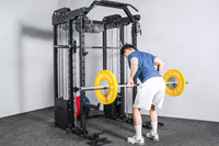 Máquina de Entrenamiento Multifuncional Snode Smith con Estructura de Acero Soldado Resistente, Barra Integrada para Polea Lateral, Práctica de Levantamiento de Pesas para Todo el Cuerpo