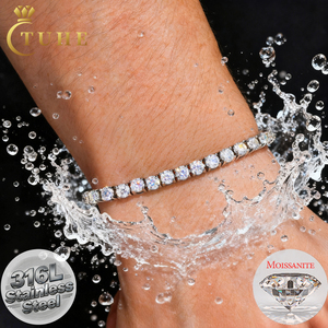 <span class=keywords><strong>Pulsera</strong></span> de <span class=keywords><strong>tenis</strong></span> de acero inoxidable 316L con diamantes de moissanita VVS Eternal Brilliance, aplicable a cualquier ocasión, joyería al por mayor para uso diario. - Product Image 1