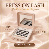 Lash Cluster Palsu Tanpa Lem, Perekat Sendiri, Siap Kirim, Logo Custom, MOQ Rendah, Laris Manis