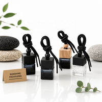 Bouteille diffuseur de parfum pour voiture en verre noir dégradé classique, vide, avec bouchon en bois noir personnalisé – Offre spéciale