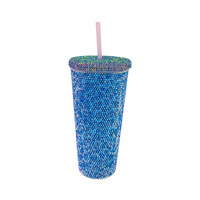 Vaso de Plástico de 24 oz con Diseño Multipatrón, Lujoso, con Purpurina Aplicada a Mano, en Caja de Regalo, Ecológico, Libre de BPA, Reutilizable, de Primera Calidad