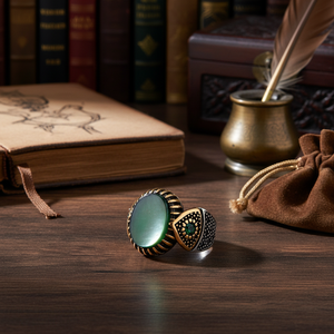 Oval Cut Green Agate Stone Round Emerald Stone Turkish Handcraft Wholesale Authentic 925 Silver <b>Men</b> <b>Ring</b> <b>for</b> <b>Men</b> - Product Image 3