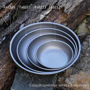 Assiette en titane monocouche de 8,7 pouces, assiette portable pour la cuisine domestique, la cuisine de camping, la cuisson - Product Image 5