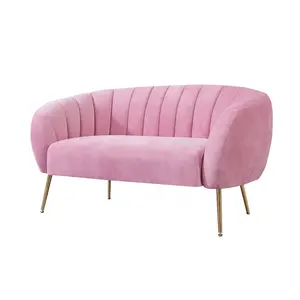 गर्म बेचने कमरे में रहने वाले खोल सोफे प्यार सीट दो सीट गुलाबी मखमल सोफे