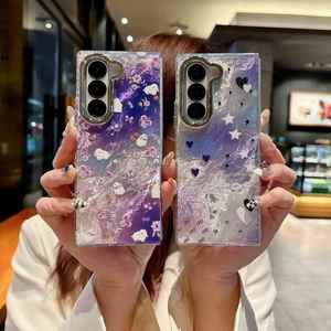 Pour Samsung Z Fold 6 & Z Flip 7, étui de téléphone pliable en PC avec motif de dessin animé scintillant, résistant aux chocs, livraison gratuite - Product Image 2