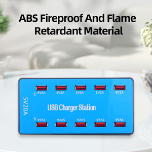Station de charge électrique USB 10 ports 100W, chargeur de bureau, sortie QC2.0 5V/2.4A, courant 20A, ordinateur portable, matériau ABS PC ignifuge - Product Image 2