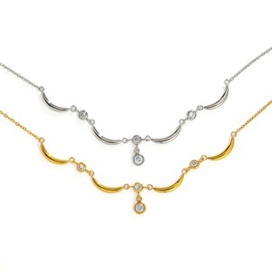 Collar de Cadena con Eslabones de Luna Creciente para Mujer, Chapado en Oro de 18K, Acero Inoxidable, con Colgante de Zirconia para Fiesta - Product Image 4