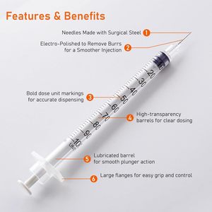 Jeringa de Insulina Naranja Desechable de Grado Médico de Fábrica de 1 ml, 0.5 ml, 0.3 ml, 31 g para Diabéticos con Aguja Fija - Product Image 5