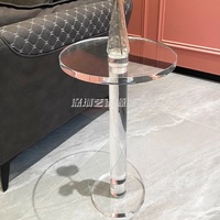 S Table d'appoint Table basse en acrylique Petite table ronde en acrylique assemblée transparente moderne