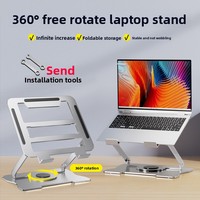 Support pliable pour ordinateur portable et tablette, sans installation, réglable en hauteur, en acier, avec rotation à 360° et fonction de levage