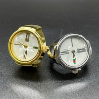 Reloj de Anillo Romano Minimalista, Movimiento de Cuarzo, Aleación de Oro y Plata, Esfera Negra y Blanca, Correa Elástica de Acero Inoxidable, Unisex