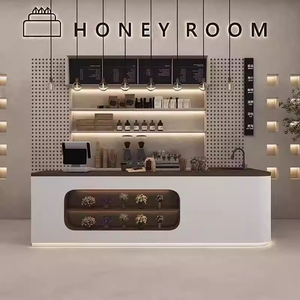 Fournitures pour cafés, présentoir en bois personnalisé pour café/desserts/pâtisseries, éclairage LED, robuste, finition vernie - Product Image 2