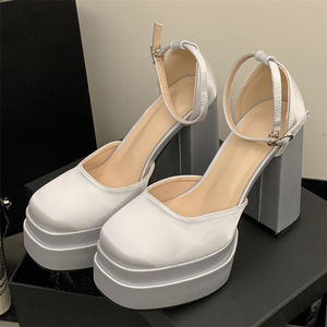 2025 White 12cm High Heels Super Sexy Anti-Slip Platform Mary Jane Peep Toe <b>Sandals</b> Breathable Wedges for Summer Outdoors Party - Product Image 4