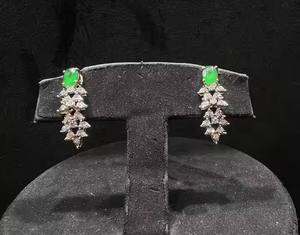 Ensemble collier et boucles d'oreilles assorties élégants pour femmes, tendance, en or massif 14K 18K, diamant naturel taille brillant, certifié par un tiers - Product Image 4