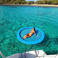 Fabricante de China, hamaca de agua flotante portátil personalizada, hamaca de agua inflable para piscina con centro de malla para recreación