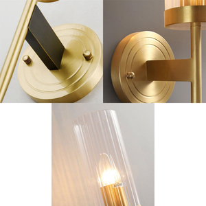 Aplique de pared, proyecto de Hotel, mesita de noche, sala de estar, Metal de latón y pantalla de vidrio estriado, luz de pared <span class=keywords><strong>Alouette</strong></span> decorativa moderna para interiores - Product Image 6