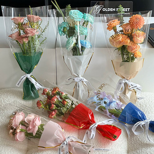 Sacchetti per Bouquet in <span class=keywords><strong>Film</strong></span> Barriera OPP Impermeabile Placcato Oro <span class=keywords><strong>Gemini</strong></span> per Fiori Freschi Grado Alimentare Design Personalizzato - Product Image 2