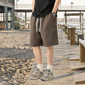 Pantalones Cortos de Algodón de Alta Calidad para Hombre, Talla Grande, Estilo Hip Hop Urbano, Cierre con Cordón de 5 Pulgadas, Lisos, para un Estilo Casual Juvenil - Product Image 2