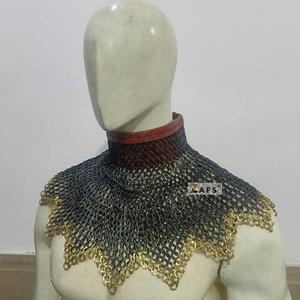 Armadura de Cuello de Malla Metálica Hecha a Mano, Disfraz de Caballero Medieval, Acero Suave con Anillo de Latón, Collar de Obispo para Cosplay Histórico - Product Image 1