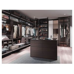 Prima personnalisé L forme moderne chambre verre et bois armoire placard meubles pour dressing - Product Image 5