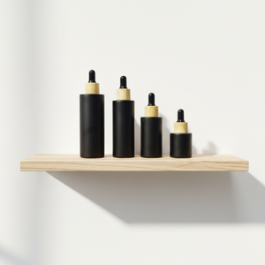 Wholesale 60ml Flat Shoulder <b>Essential</b> <b>Oil</b> Dropper Bottle Customizable Logo White Rubber Dropper Wood Grain Collar Glass Bottles - Product Image 1