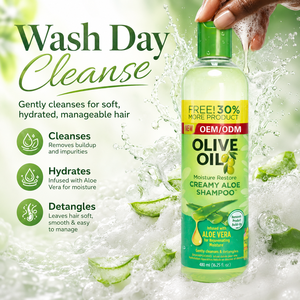 Wholesale Creamy Aloe <b>Shampoo</b> Infused with Olive Oil Deep Cleansing and Moisturizing for Relaxed and Natural Hair 480ml - Product Image 5