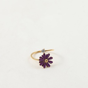 Anello Antistress di Lusso a Forma di Margherita <span class=keywords><strong>per</strong></span> Donne, Anello Impilabile in Acciaio Inossidabile, Anello Aperto con Zirconia Cubica - Product Image 6