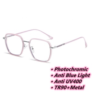 Lunettes d'ordinateur optique femme anti lumière bleue violet <span class=keywords><strong>noir</strong></span> métal tr90 grand <span class=keywords><strong>carré</strong></span> photogrey <span class=keywords><strong>lunette</strong></span> photochromique <span class=keywords><strong>lunette</strong></span> femme - Product Image 2
