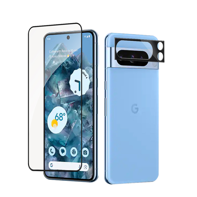 2 in 1 High Clear Anti-Scratch 9H Tempered Glass Screen Protector and Camera Lens Protector for Google Pixel 8 Pro Mobile Phone