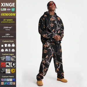 Ensemble de survêtement décontracté pour homme avec sweat à capuche zippé imprimé camouflage, idéal pour l'automne – Vente en gros de vêtements personnalisés - Product Image 1